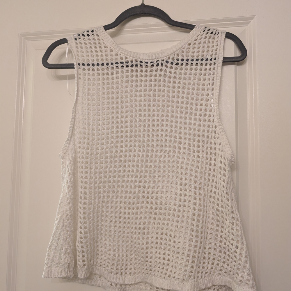 moon & madison White Mesh Tank Top